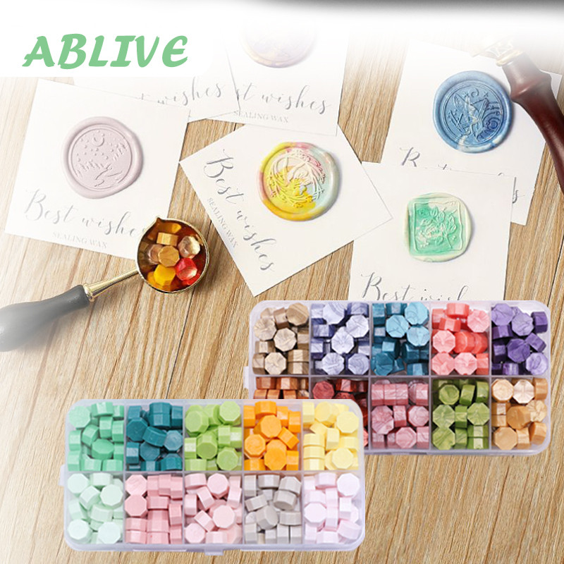 200pcs/Box Wax Seal Beads 10 Warna Stamp Undangan Seal Wax Beads Octagon Seal Wax Seal Wax Butir DIY
