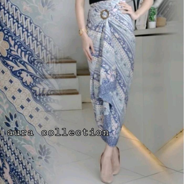rok lilit motif flora/ bawahan kebaya / rok lilit batik free ring gasper Kain Maxi - Laras biru, all