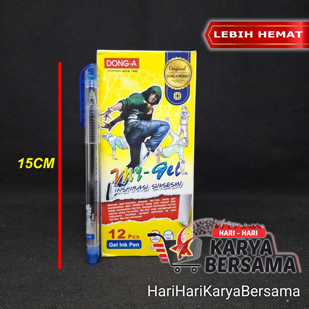 ALAT TULIS PULPEN PENA DONG-A MY-GEL UKURAN NO.38 0.5MM PEN BLUE BIRU PER BOX ISI 12 PCS