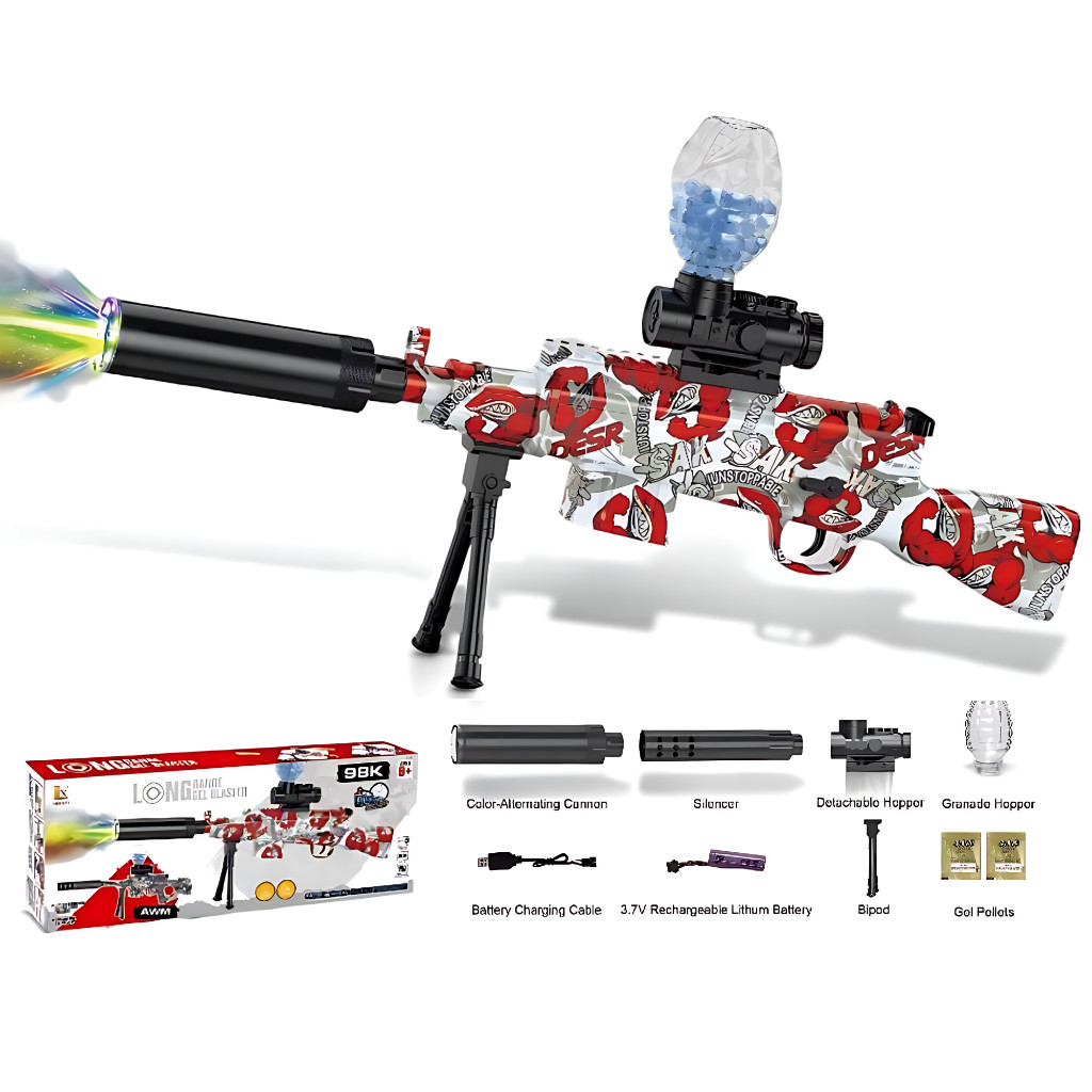 Mainan Anak Tembakan Gel Blaster Elektrik Sniper 98K + Lampu (D-6655) / Water Gel Gun