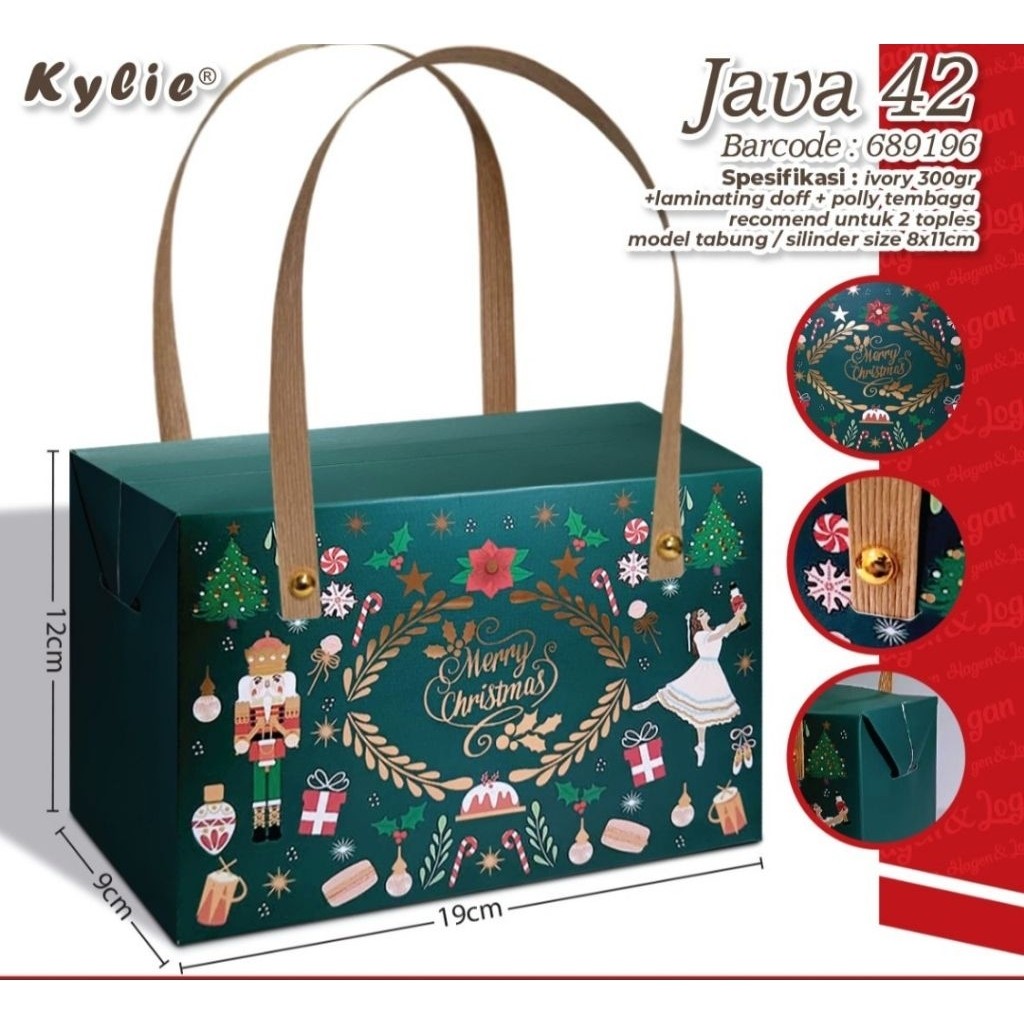 Java Natal box natal 2 jar 600ml dus kue natal box cookies natal kotak kue natal Java 42 kotak natal
