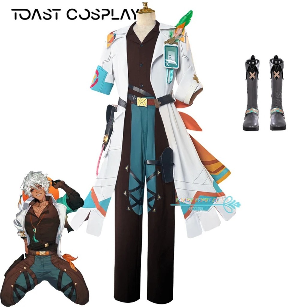 Ifa Cosplay GenshinImpact Ifa Cosplay Costume Uniforms Men Halloween Party Role Play Wig Shoes Suits