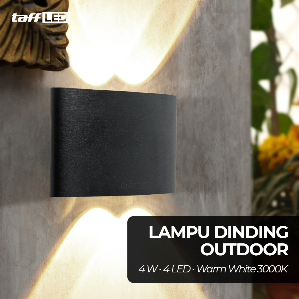 Lampu Dinding Outdoor LED 4W – Hias Aluminium 4LED Warm White untuk Eksterior Rumah Modern