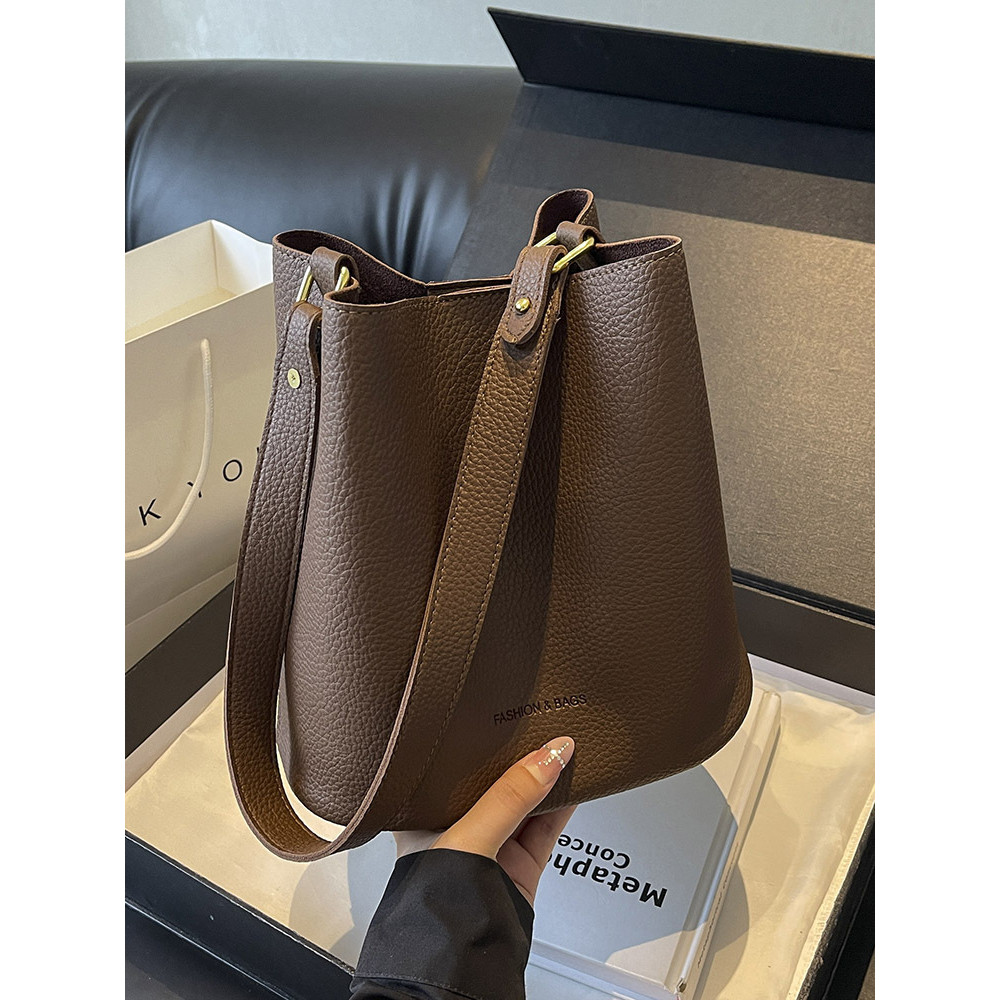 Tas Bahu Sederhana Kapasitas Besar Wanita Tas Selempang Fashion Tas Ember