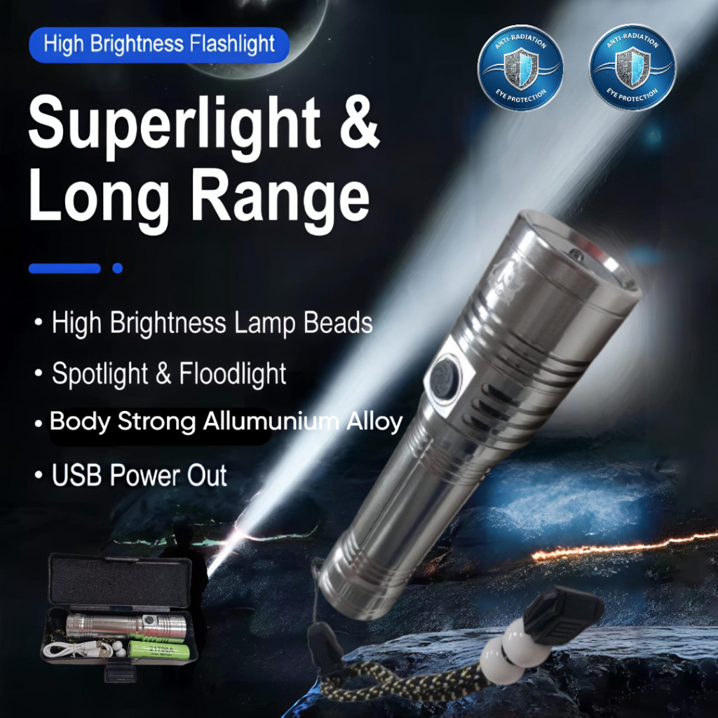 SENTER LED HIGHT BRIGHTNESS RECHARGEABLE / SENTER MULTIFUNGSI LIGHTER / SENTER CAMPING BOX