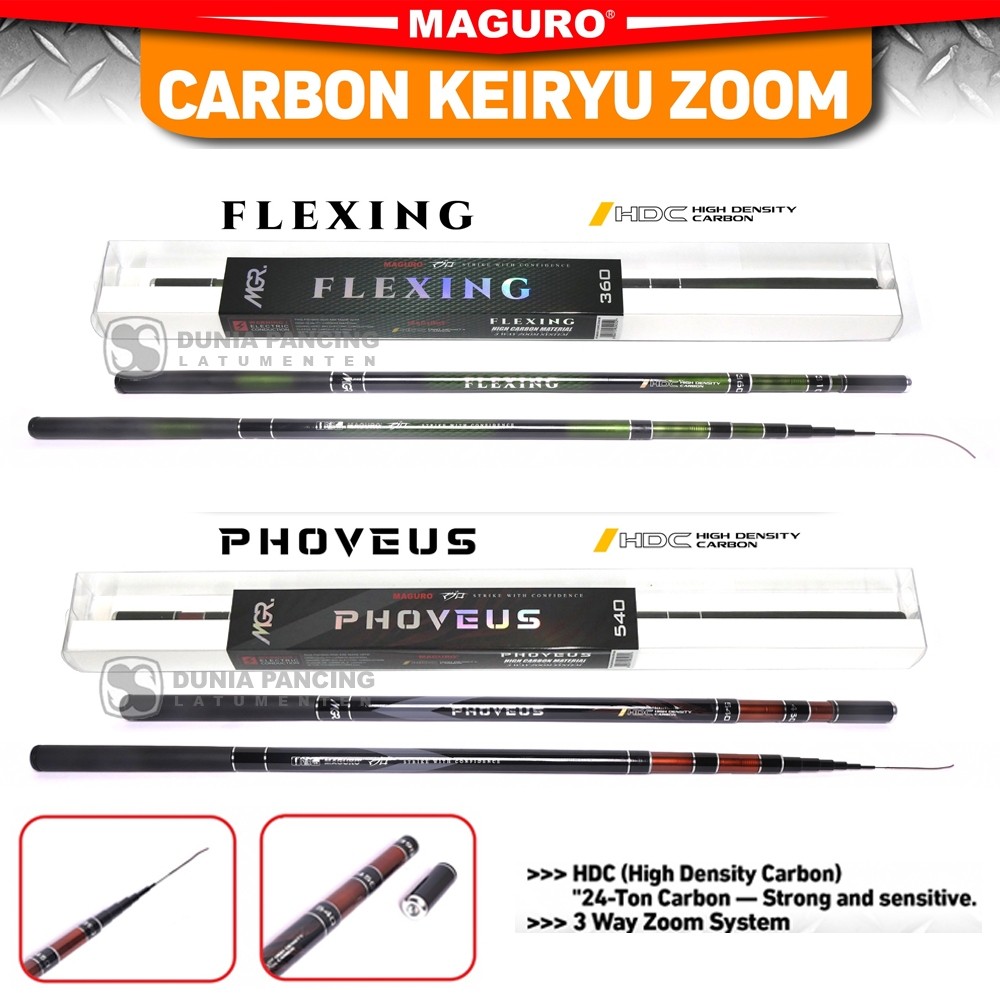 Joran TEGEK MAGURO FLEXING - PHOVEUS High Density Carbon | 360 - 450 - 540 - 630 | Tegek Zoom Pole R