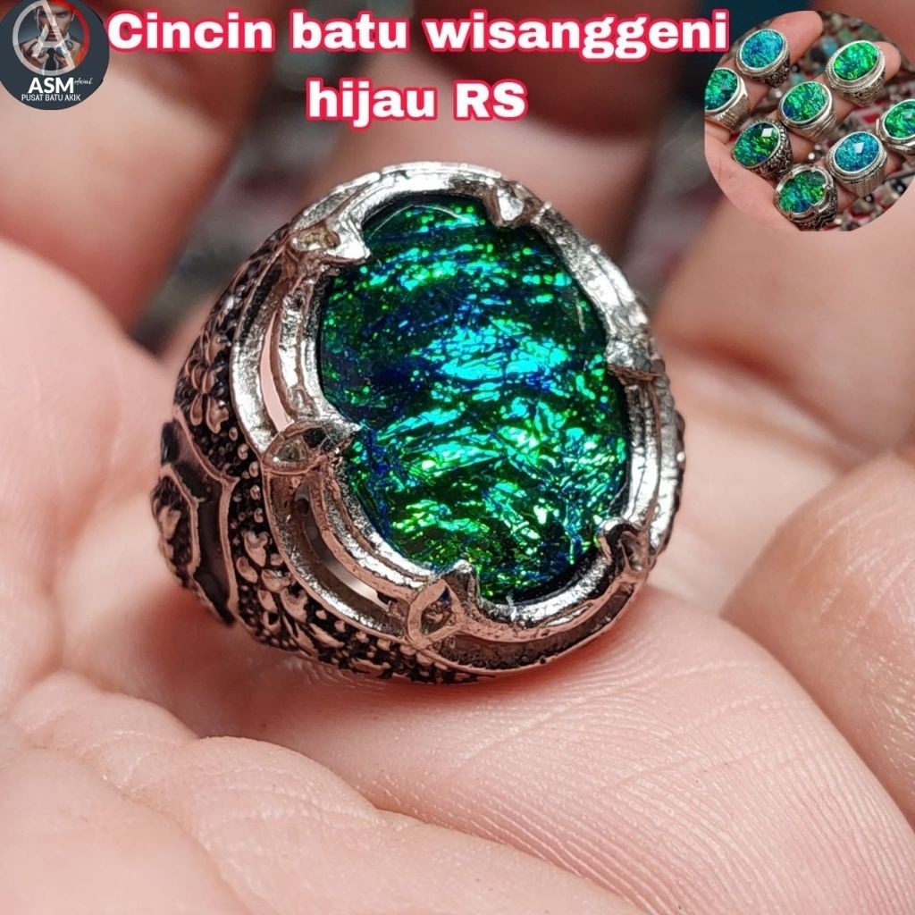 Cincin batu wisanggeni hijau RS / green fire opal / api hijau