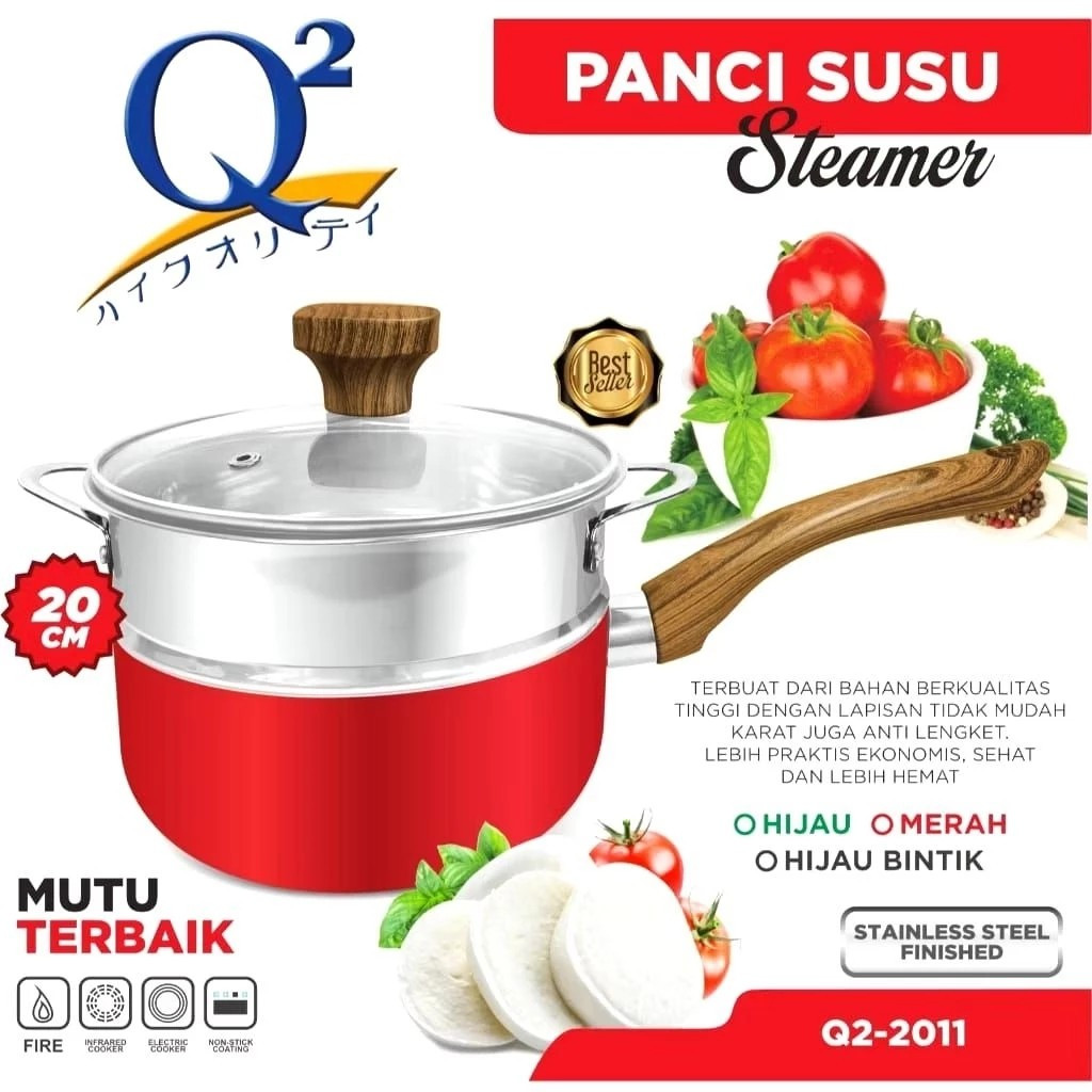 PANCI SUSU STEAMER Q2-2011 / panci susu anti lengket/ panci tutup kaca/ panci kukusan/ panci