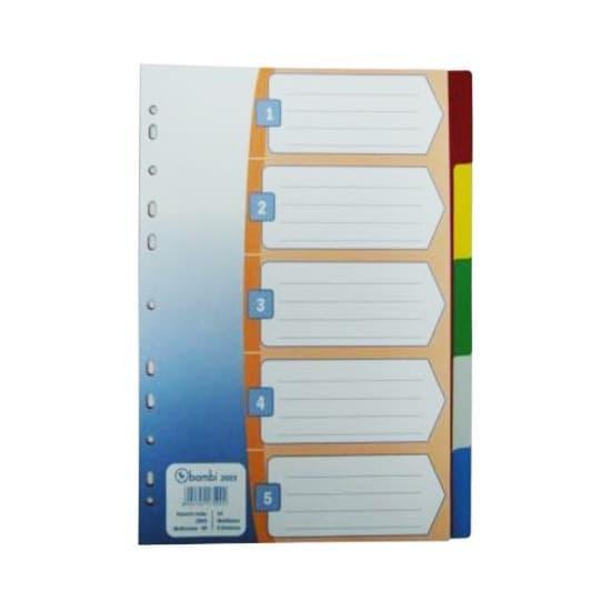 Bambi Divider Plastik A4 5 Warna 2605 | Pembatas Binder Plastik A4