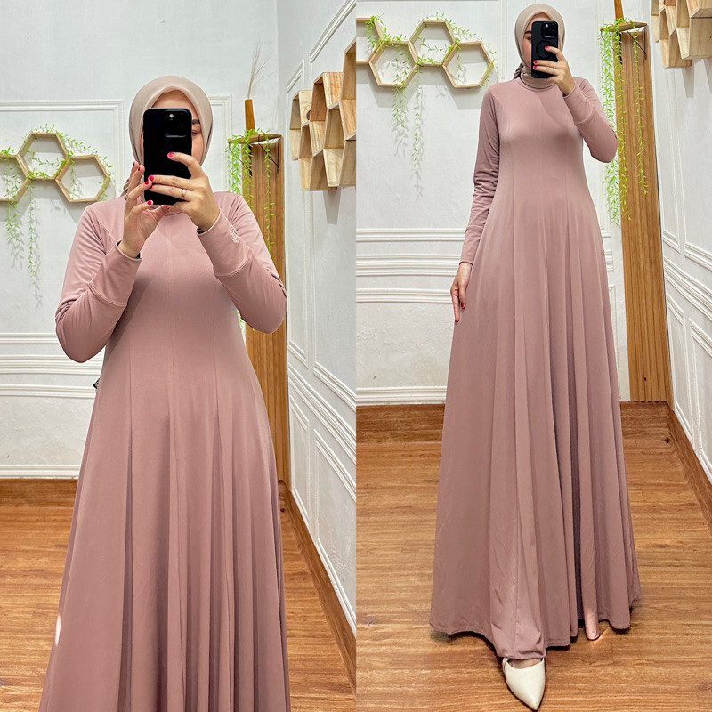 JB28WA Gamis Nada - Gamis Jersey Korea - Gamis Polos Premium, ukuran all size pb 140 Original by:irn
