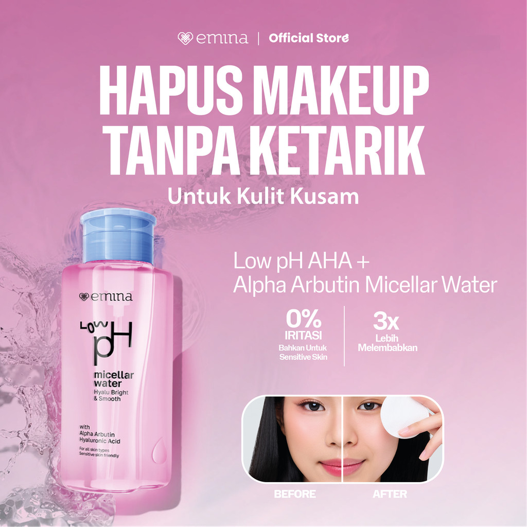 Emina Low pH Micellar Water Complete Series - Kering dan Kusam, Berminyak dan Berjerawat, Kulit Sens