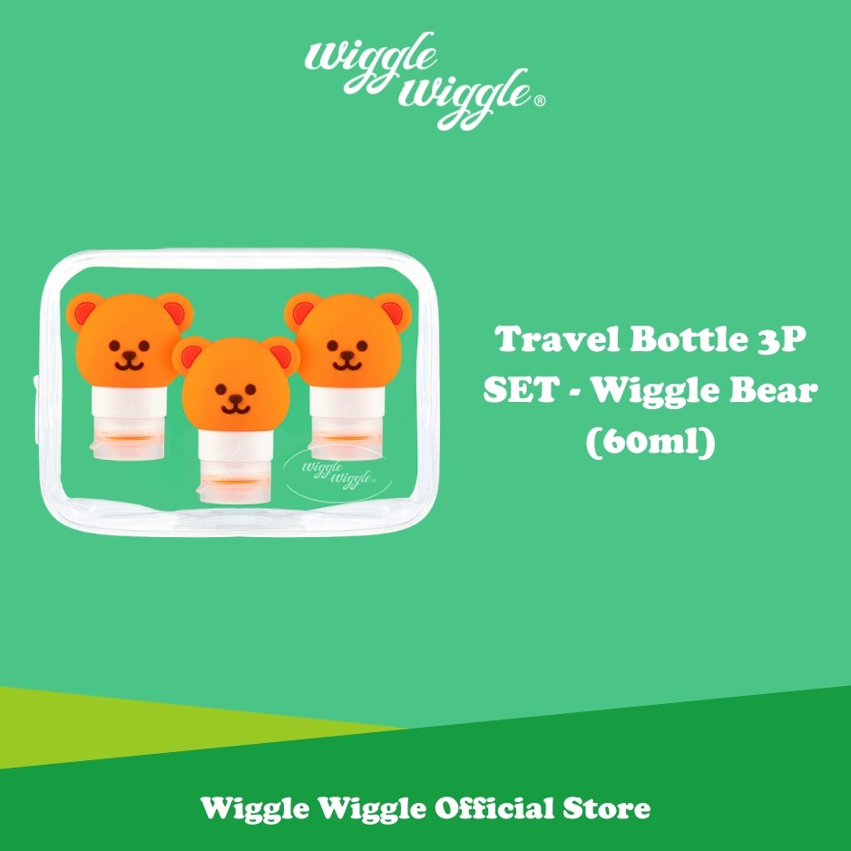 Wiggle Wiggle Travel Bottle 3P SET - Wiggle Bear (60ml) Botol Wadah Refil Serbaguna Traveling Lucu K