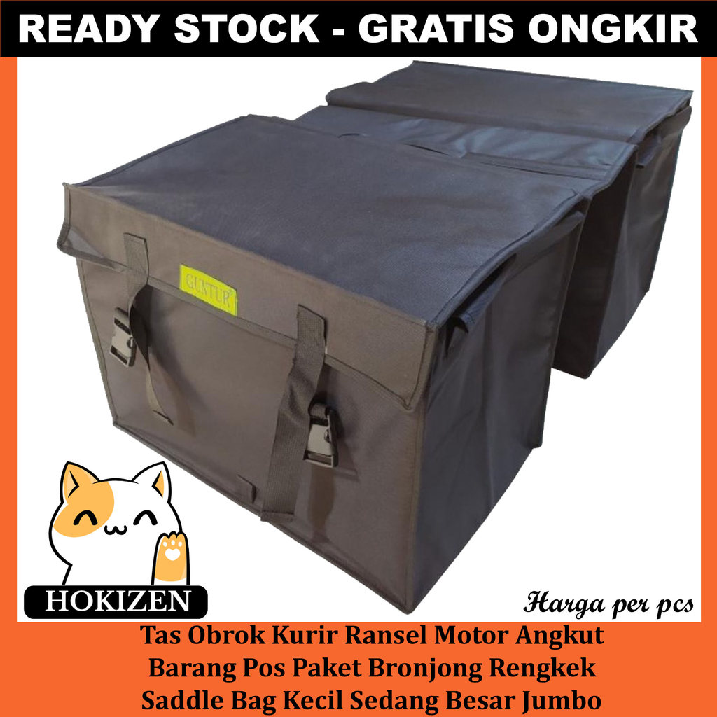 Tas Pos Pesan Antar Paket Ransel Motor Obrok Kurir Bronjong Angkut Barang Rengkek Saddle Bag Kecil S