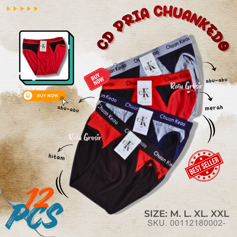 3, 6, 12 Pcs Celana Dalam Pria Chuan Kedo Fema