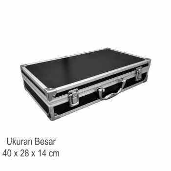 Kotak Perkakas Multifungsi Portable Hardware Aluminum Tool Box - Le01 - Hitam Besar