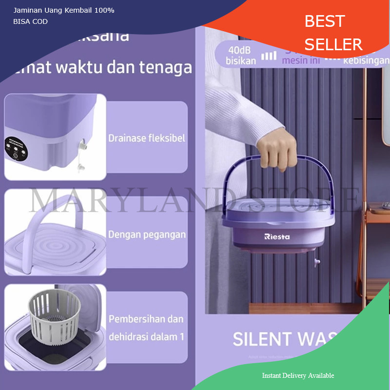 MRLN Mesin Cuci Mini Portable 8L Mesin Cuci Lipat Pengering