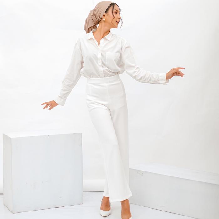 promo  -HW Cullotes Scuba cullotes scuba celana fit kulot - White, Size jumbo