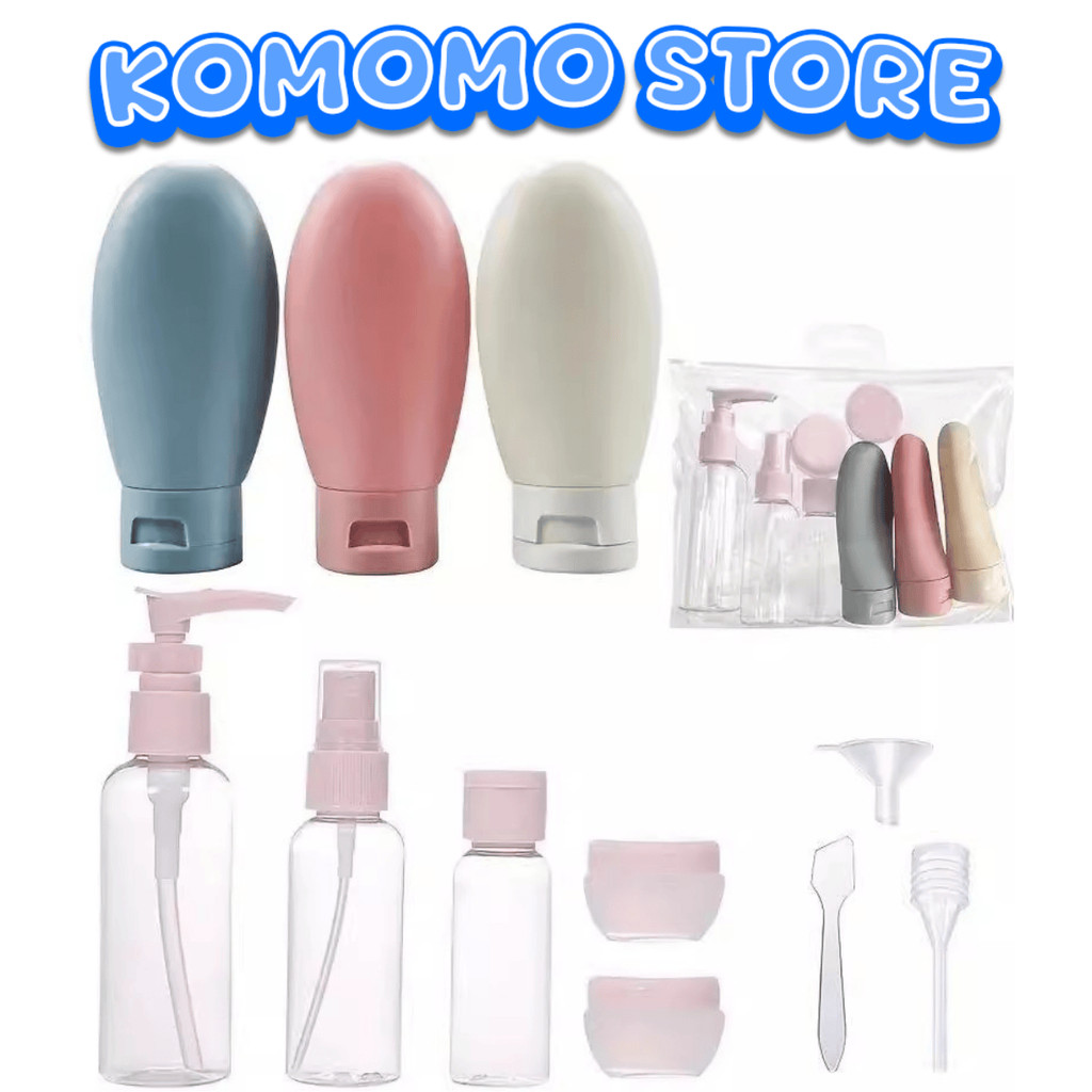 KMM Botol Travel Kit isi 10pcs H1081 Perlengkapan Lotion Sabun Skincare Praktis Wadah Isi Ulang