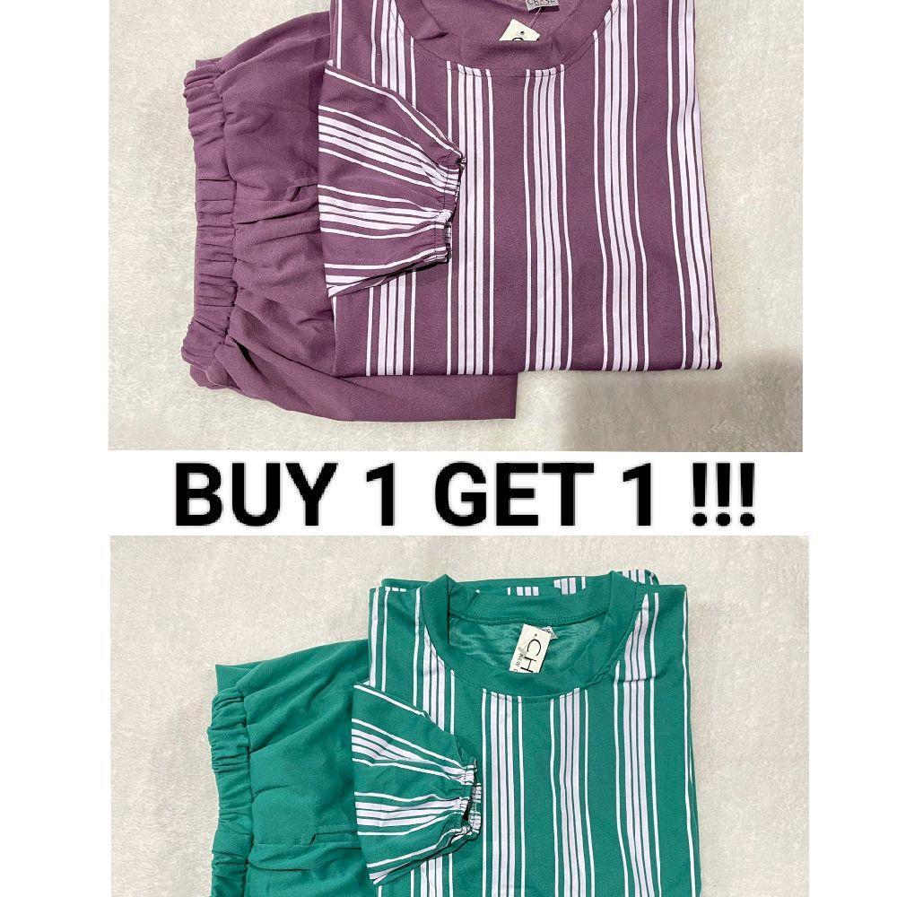 BH37EW Lover.fashion BUY 1 GET 1  Setelan Wanita Jumbo PP GARIS LIST PUTIH LD120