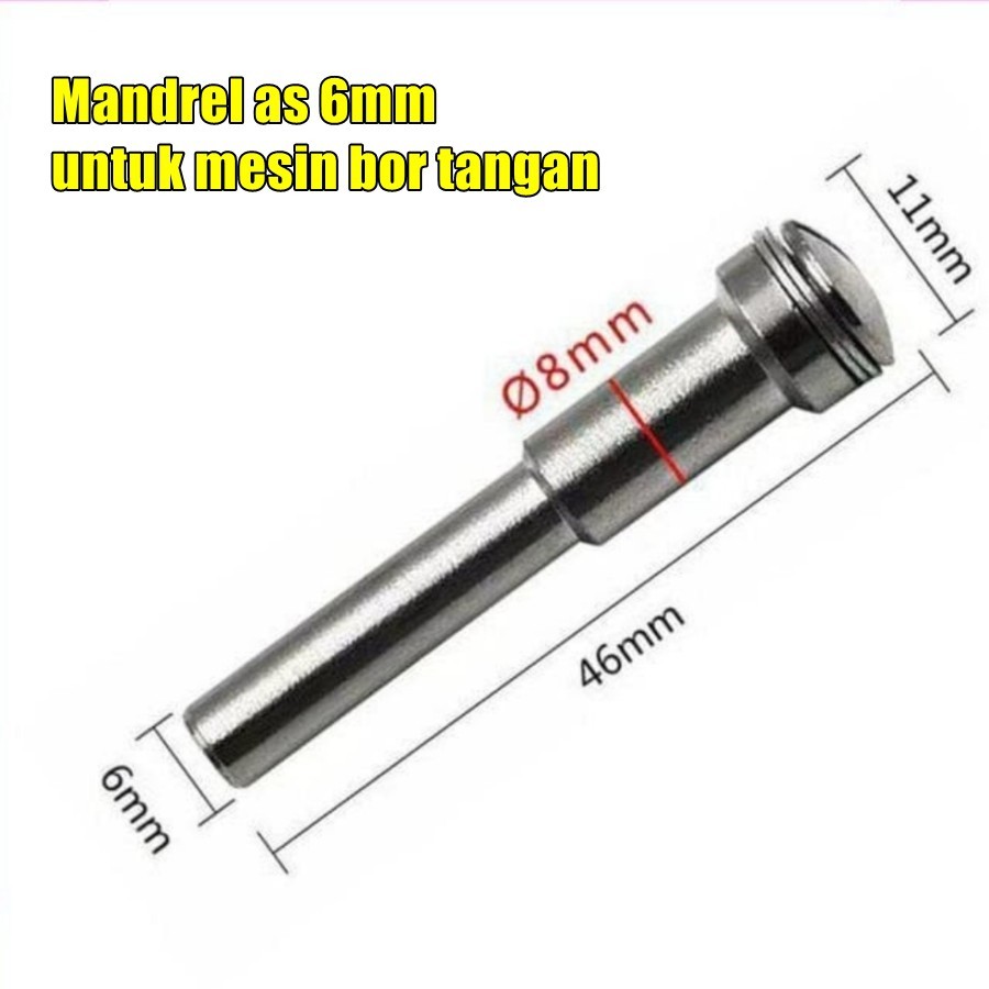 BATANG AS 6MM MANDREL M6 HSS - Shaft Adapter Mini Circular Saw ke Mesin Bor Tangan untuk Potong Pres