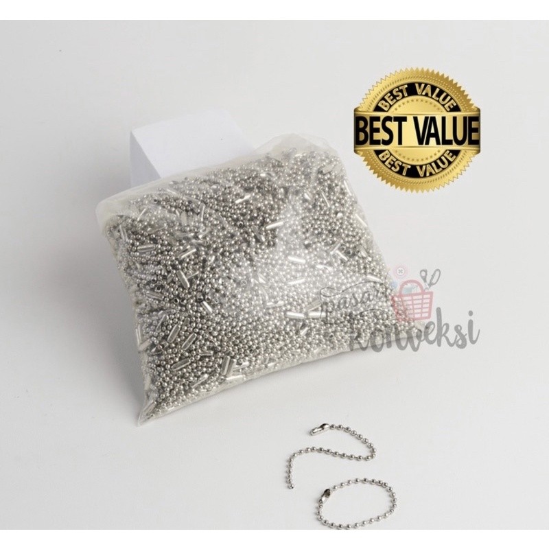 Berkah_Seratus Rantai Kuku Perak/Emas/ Biji Lada/ Gantungan Besi (+/- 100 Pcs)