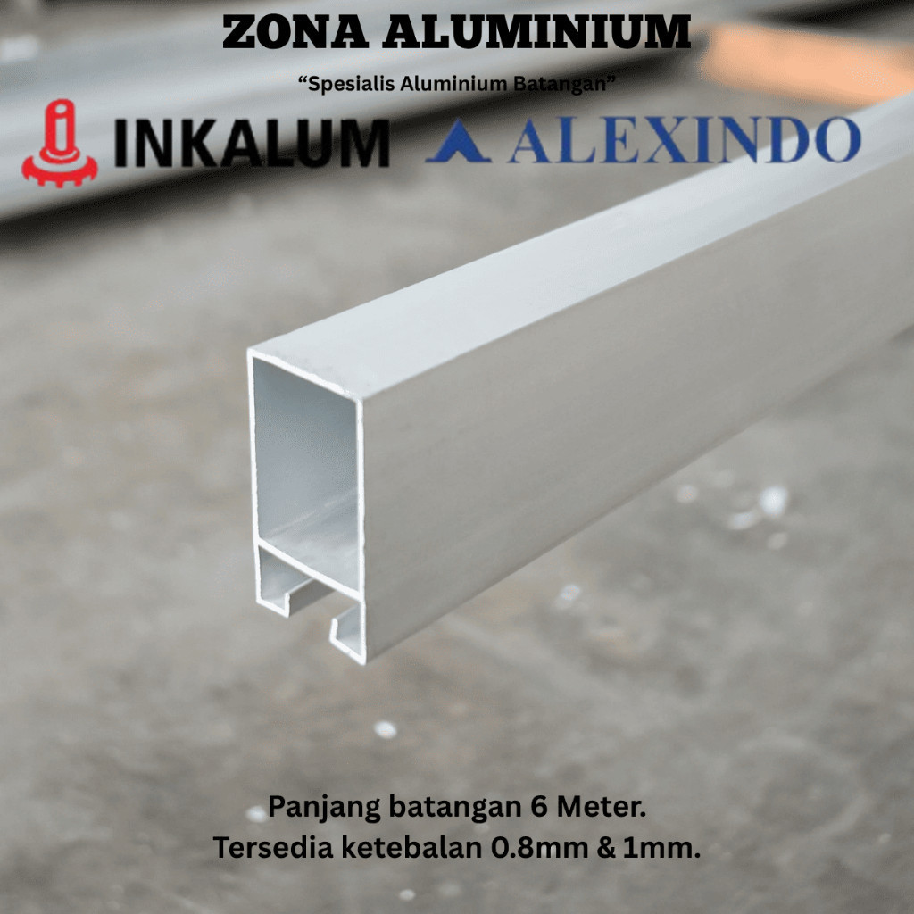 INKALUM ALEXINDO Aluminium Batangan 9055 Tiang Polos untuk Sliding Door