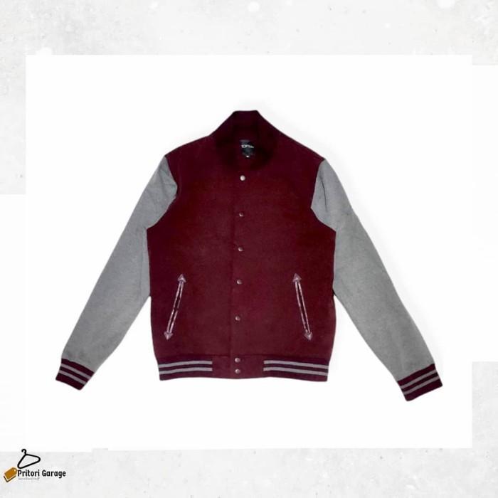 Bomber Varsity Jacket Topten Classic Maroon Grey Colour "Vintage"