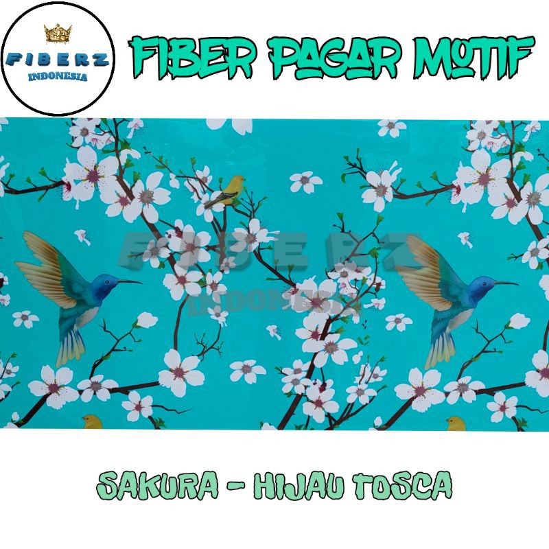FIBERZ - Fiber Plastik Penutup Pagar Motif BUNGA SAKURA Meteran
