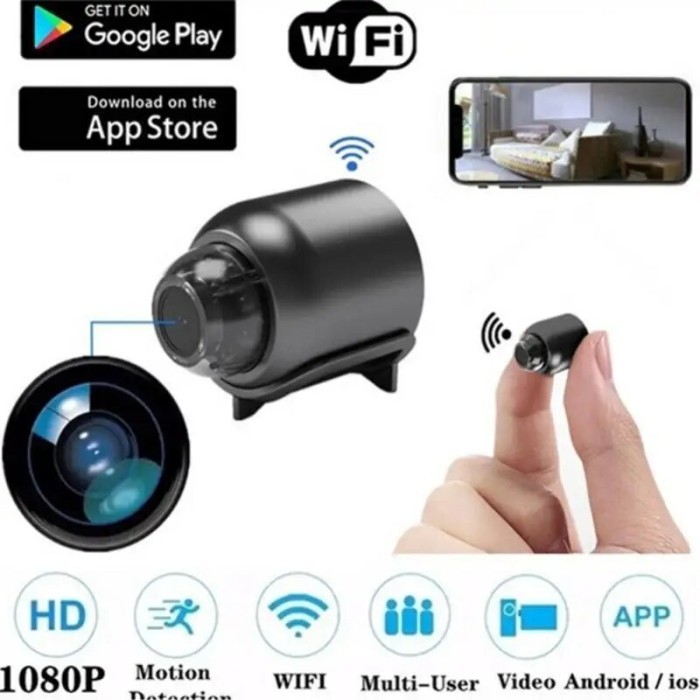 CCTV Super Mini 3cm WiFi Full HD 1080P Night Vision Online App Sensor Gerak 360° Support MicroSD 128