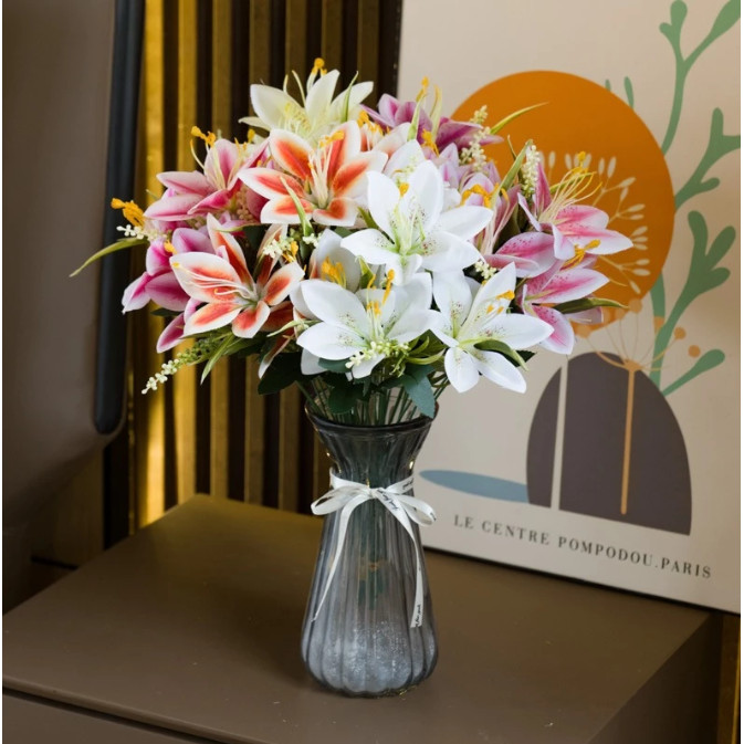 SKY - Bunga Lily Artificial hiasan buket hiasan dekorasi pernikahan Bunga Hias BG104