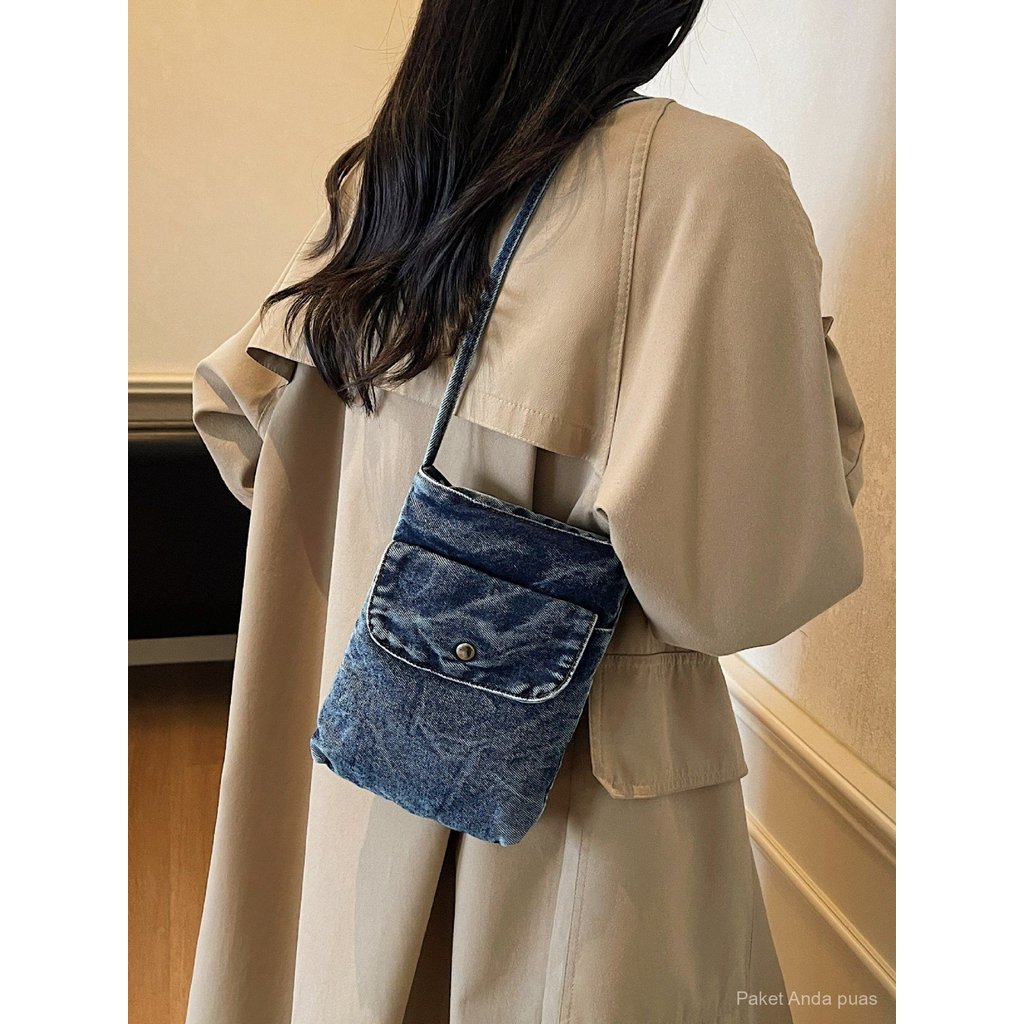 Zilvia Bag Denim Bag Flap Messenger Bag Female Artistic School Bag Shoulder Crossbody Bag
