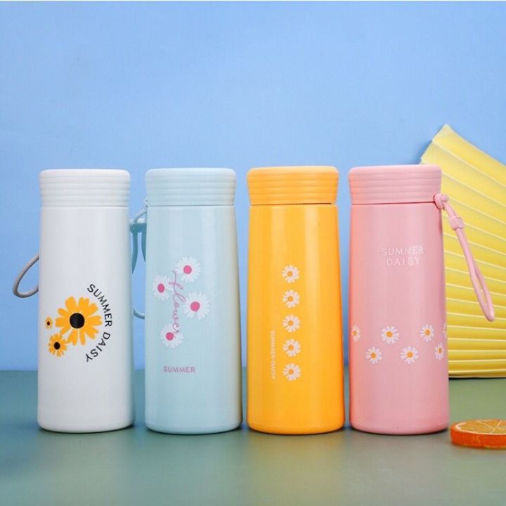 (FYA) Botol Minum Tumbler Summer Daisy 500 ml /Botol Kaca Daisy Bunga Summer Tumbler Glass Termos Ai