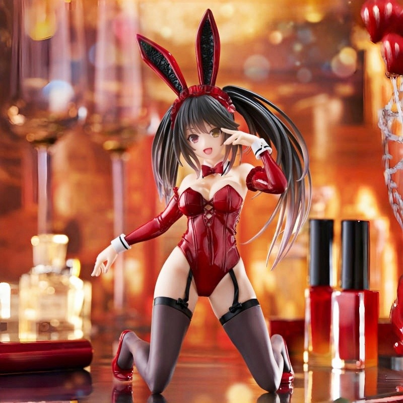 17CM Anime DATE A LIVE V Tokisaki Kurumi Figure Bunny Girl Kneeling Posture Action Figure PVC Model 