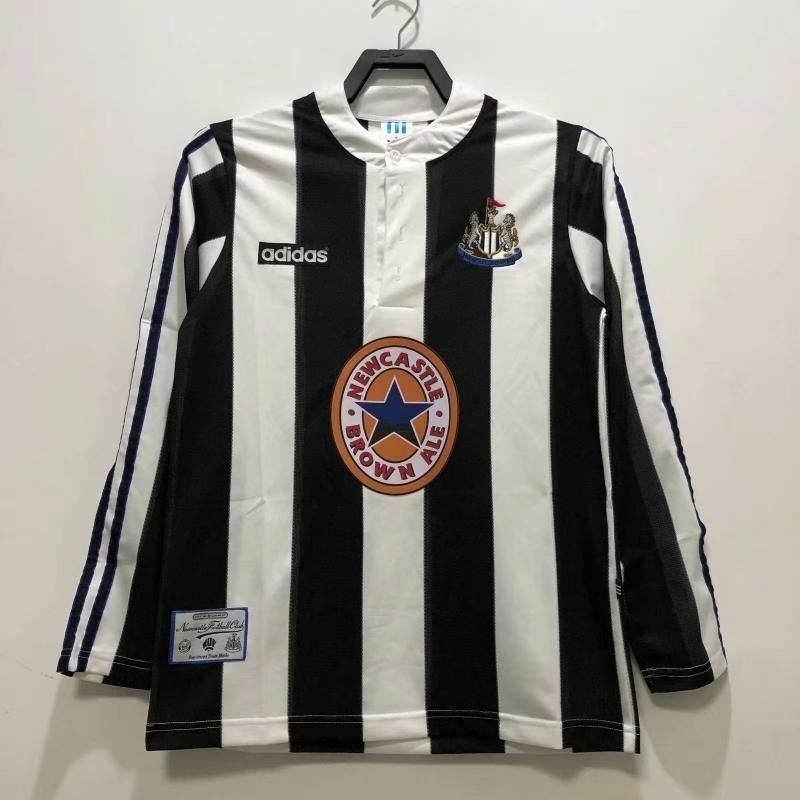 Jersey Sepak Bola Lengan Panjang Dewasa Vintage 1995-97 Newcastle Home T shirt pria