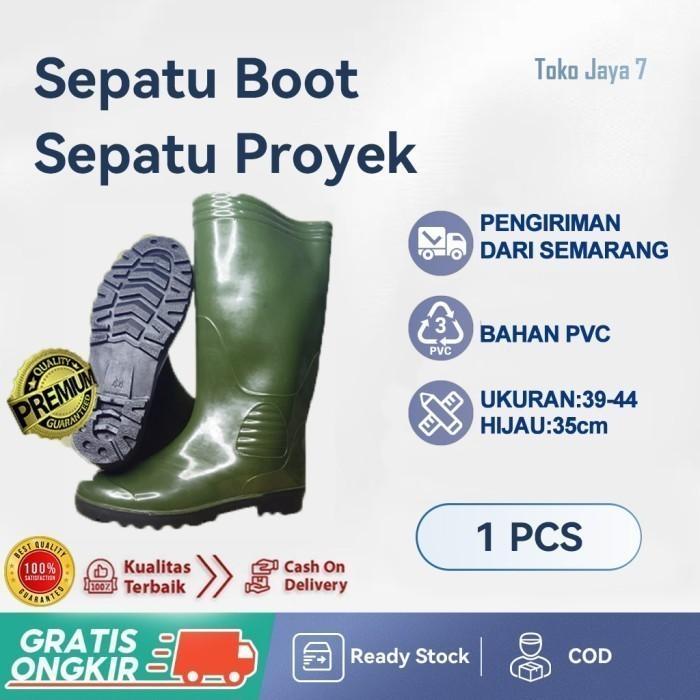 SEPATU BOOTS HIJAU PRIA DEWASA SEPATU BOOTS KERJA PROYEK ANTI BANJIR HUJAN COD - Size 39