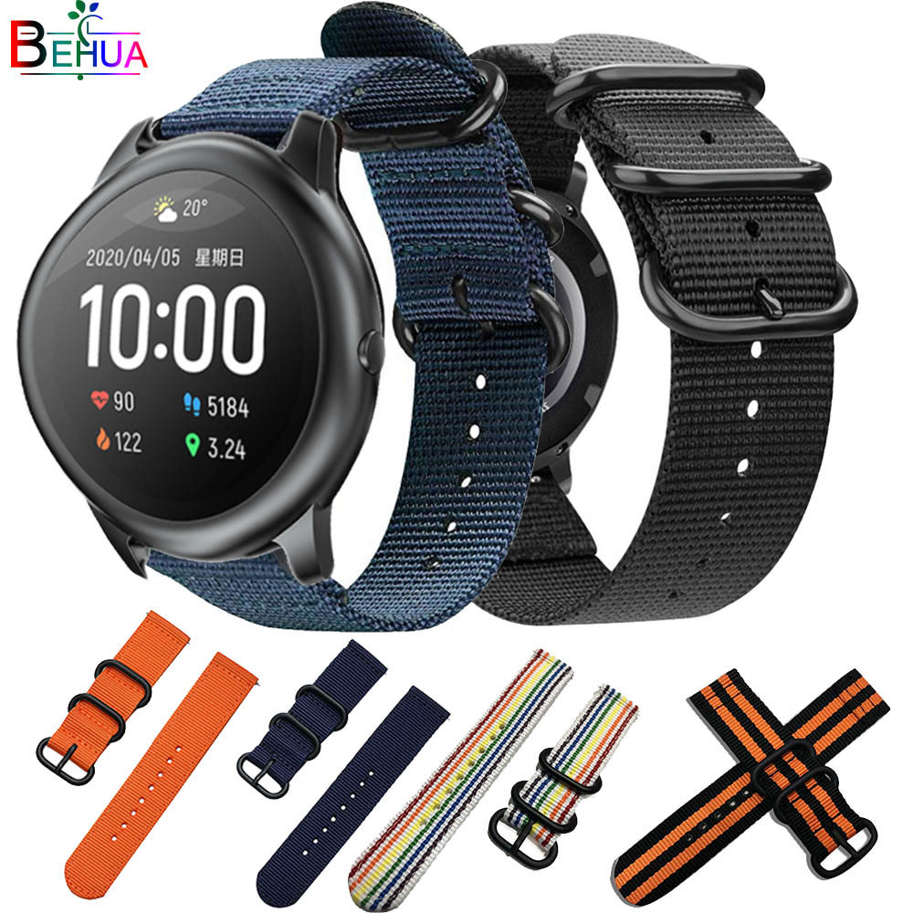 Nylon Sport wat Strap band 22MM For Xiaomi haylou solar ls05 smart WristStrap Bracelet For  Huawei W