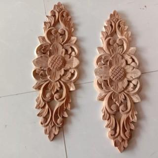 Ornamen Ukir Kayu Jati Asli Jawa - Hiasan Dinding Tempel Motif Elegan Ukuran 35cm x 15cm x 1cm Cocok