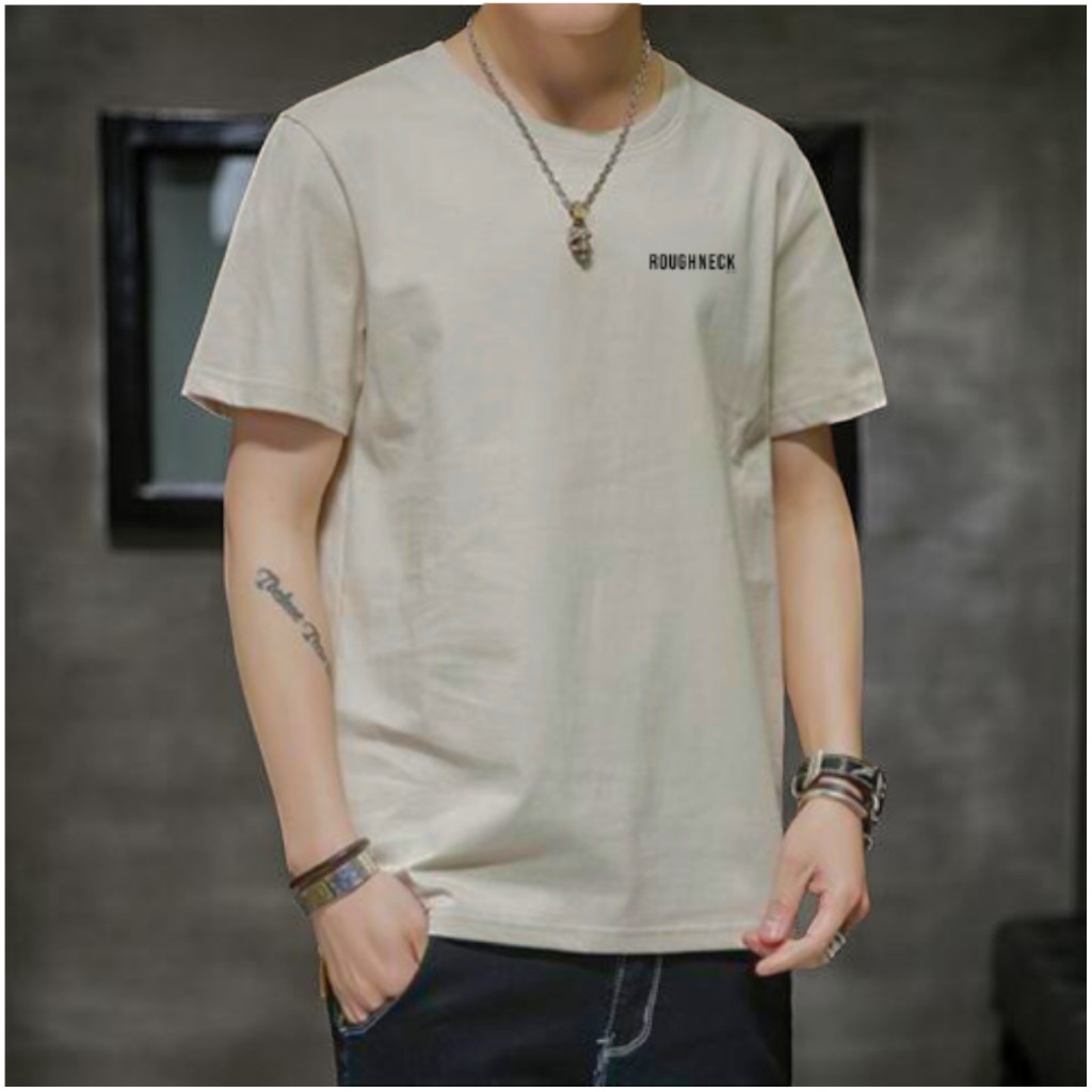 Kaos Roughneck1991 Logo Kecil Beige / Tshirt Roughneck Little Logo / Baju Kaos Sablon Roughneck