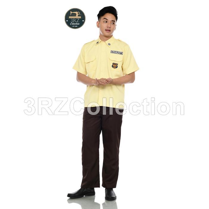 Seragam PDH Satpam Cream  Lengan Panjang dan Pendek - Satu Set Pendek, S