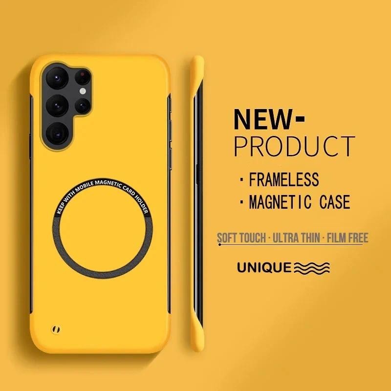 Ultra Thin Hard PC Magnetic Frameless Phone Case Untuk Samsung Galaxy S25 S24 S23 S22 S21 S20 FE Plu