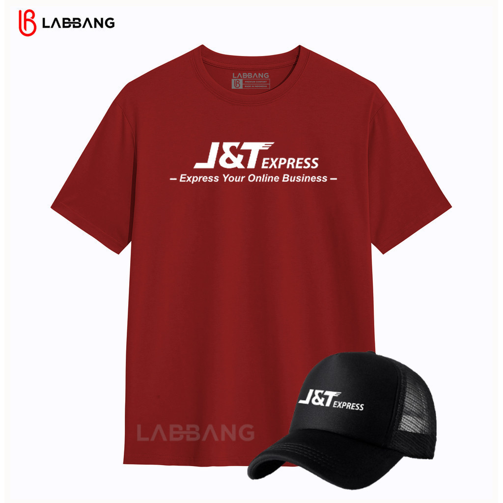 GRATIS TOPI - Kaos T-shirt J&T Express Round Reck Reguler Fit Unisex Pria Wanita Baju JNT Seragaman