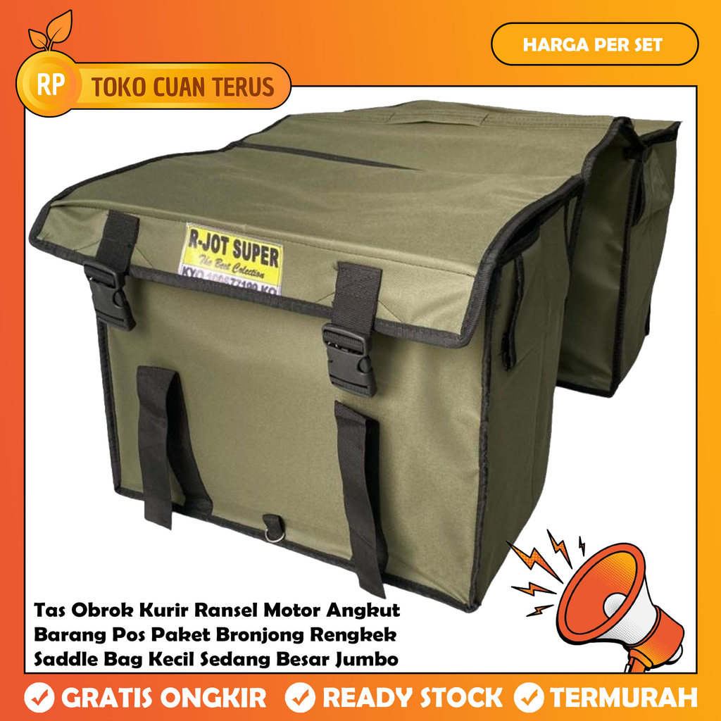Tas Kurir Pos Obrok Bronjong Angkut Barang Pesan Antar Paket Ransel Motor Rengkek Saddle Bag Kecil S