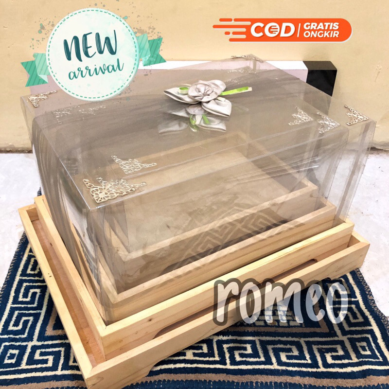custome custome Kotak Seserahan Kayu Berkaki 1 Set Isi 4 Kotak Seserahan Pernikahan terlaris