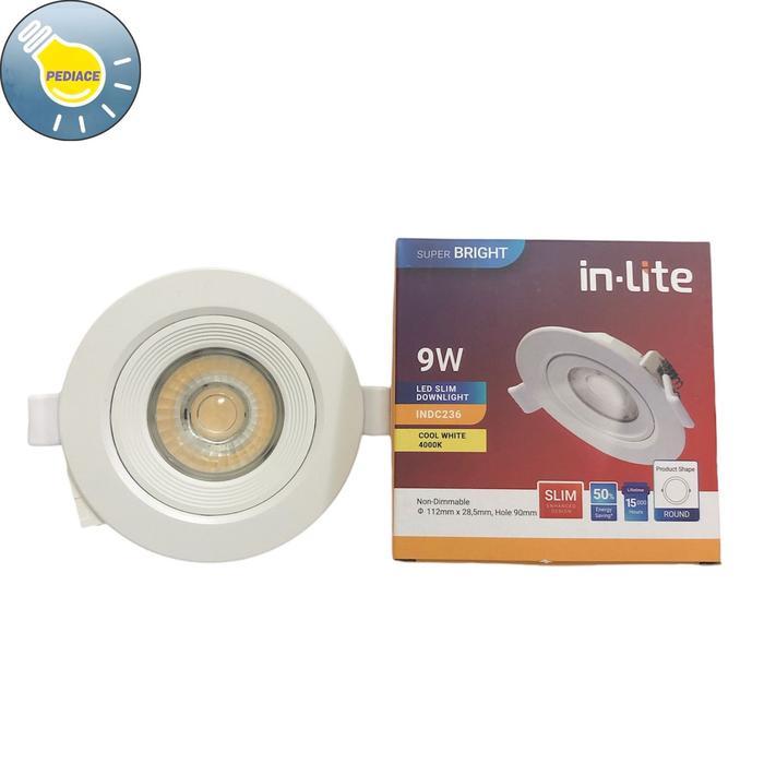Lampu LED Slim Downlight 9 WATT Inbow INLITE INDC236 Spotlight 9W SNI - Kuning 3000K