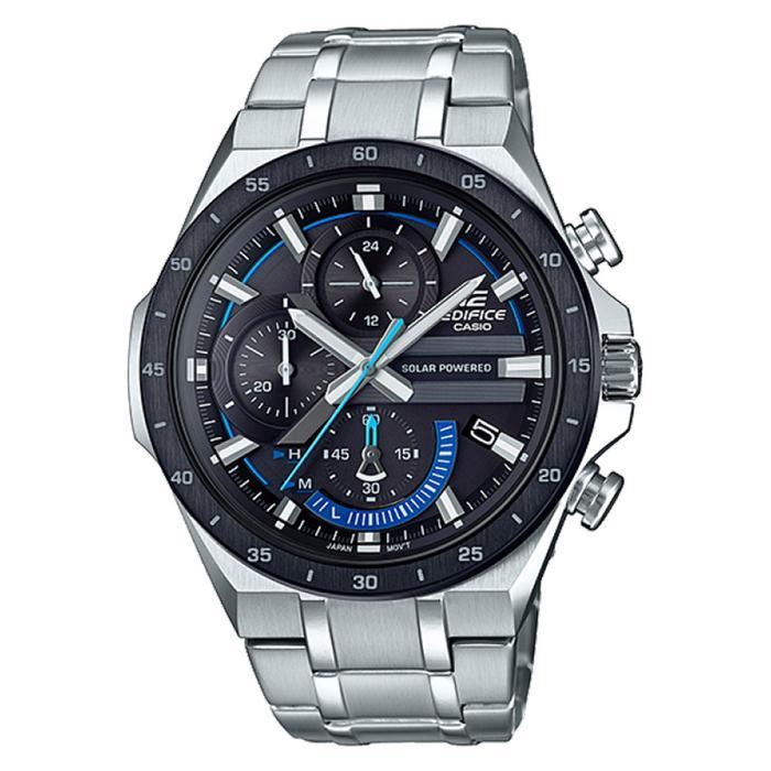 PROMO Jam Tangan Pria Casio Edifice EQS-920DB-1BVUDF Tough Solar Black Dial Stainless Steel Band