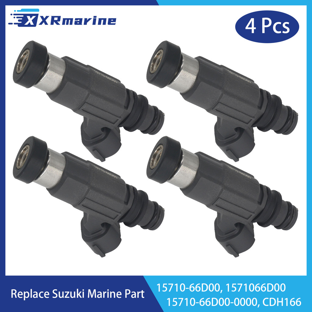 4 Pcs Fuel Injectors 4 Holes 15710-66D00 CDH166 for Suzuki 4-Stroke Outboard Engine DF 60 70 HP Escu