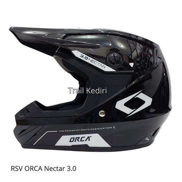 Helm RSV Orca Black Glossy RSV White Helm Trail Google - Helm Saja, M