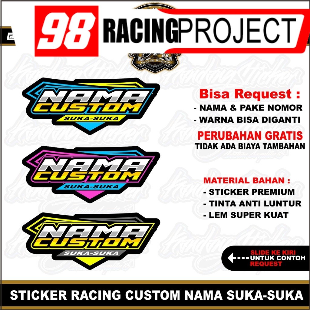 Stiker Racing Custom Satuan Nama Suka Suka Sticker Custom Stiker Timbul Sticker Motor Stiker Sticker