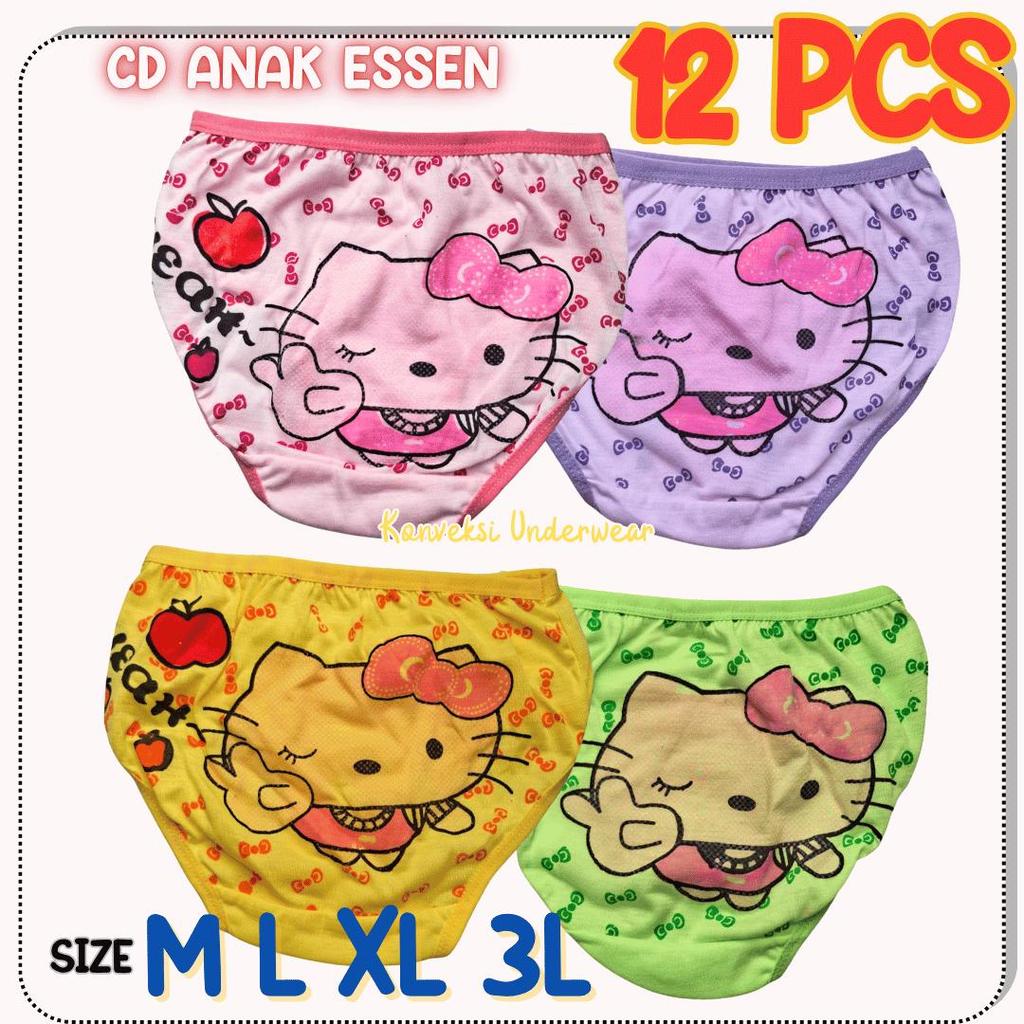 HEMAT 12 PCS CELANA DALAM ANAK ESSEN DESAIN CANTIK DAN CERIA