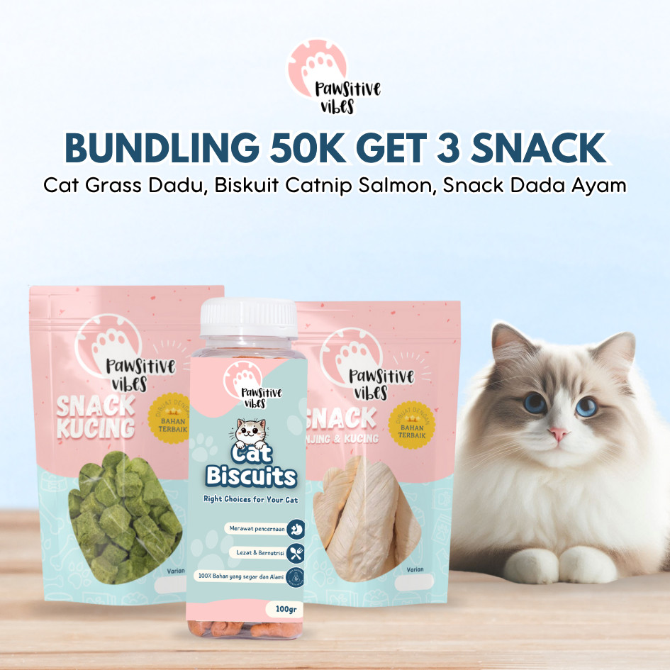 Pawsitive Vibes Paket Snack Kucing 50k Sehat Dan Bergizi 11-11 Biskuit Catnip Cat Grass Dadu Freeze 